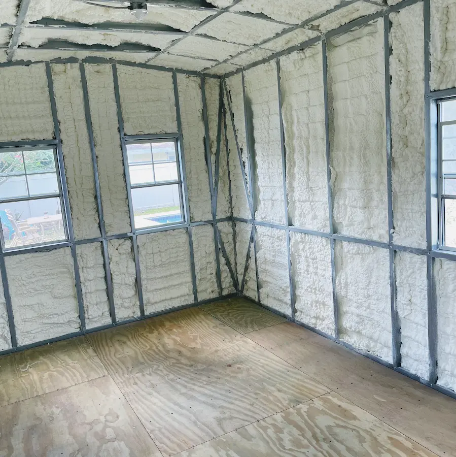 Closed-cell spray foam insulation applied to wall cavities in a residential project in Sun Lakes